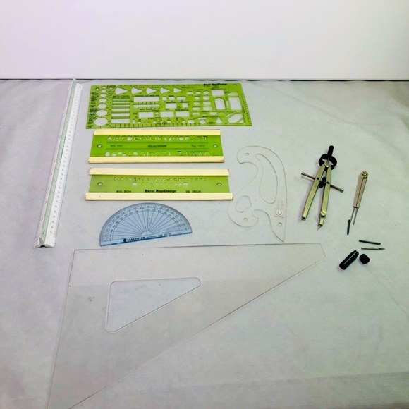 Architectural Drafting Tools Templates Design Drawing Compass 3Side Scale Ruler - Picture 1 of 9